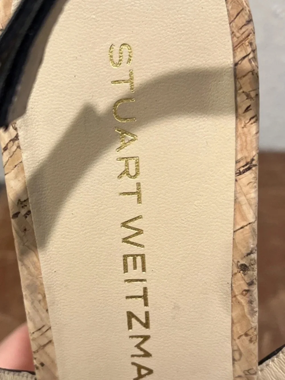 NWOB Stuart Weitzman Dayna Leather Cork Wedge Slingbacks Sz 7.5